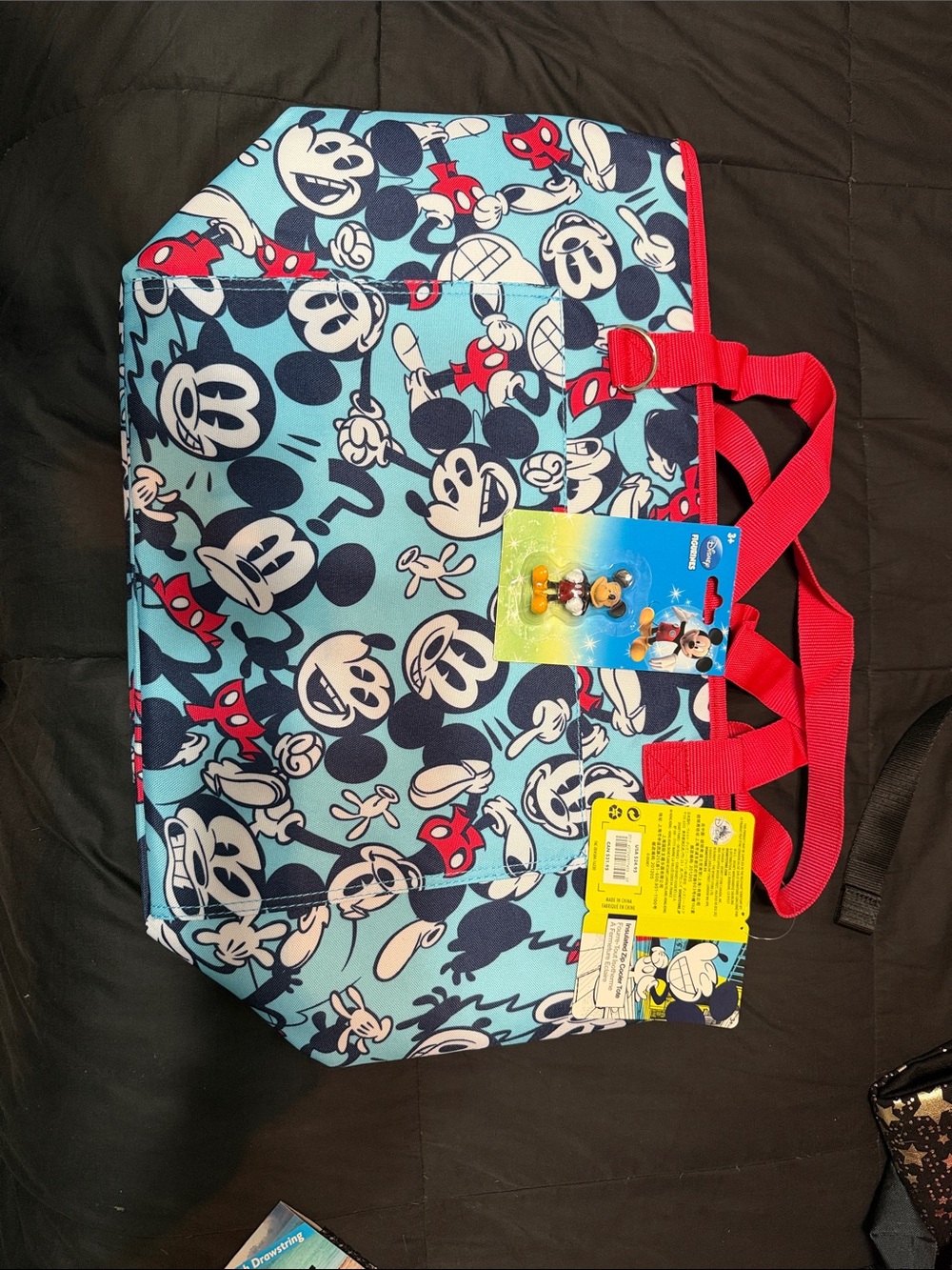 Disney Kids Tote Bag in Light Blue and Red with Mickey Mouse Print
